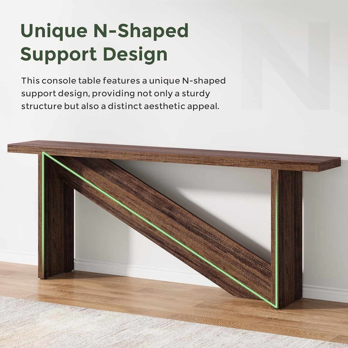 70.86" Long Narrow Wood Console Table with LED Lights B16904