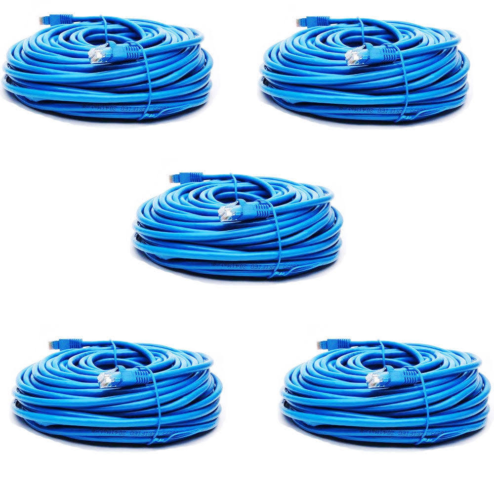 5 Pack 200ft Cat6 Ethernet Patch Cable Blue Q871
