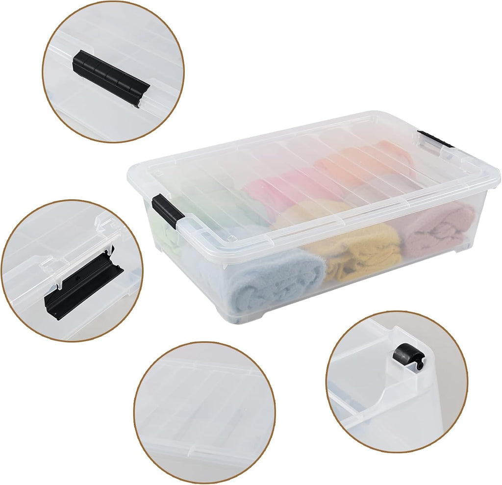 3-Pack 50 Quart Plastic Underbed Storage Bins with Lids W462