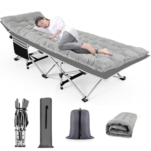 Green Heavy Duty Folding Camping Cot with Cot Pad and Carry Bag X9898