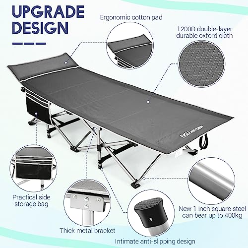 Green Heavy Duty Folding Camping Cot with Cot Pad and Carry Bag X9898