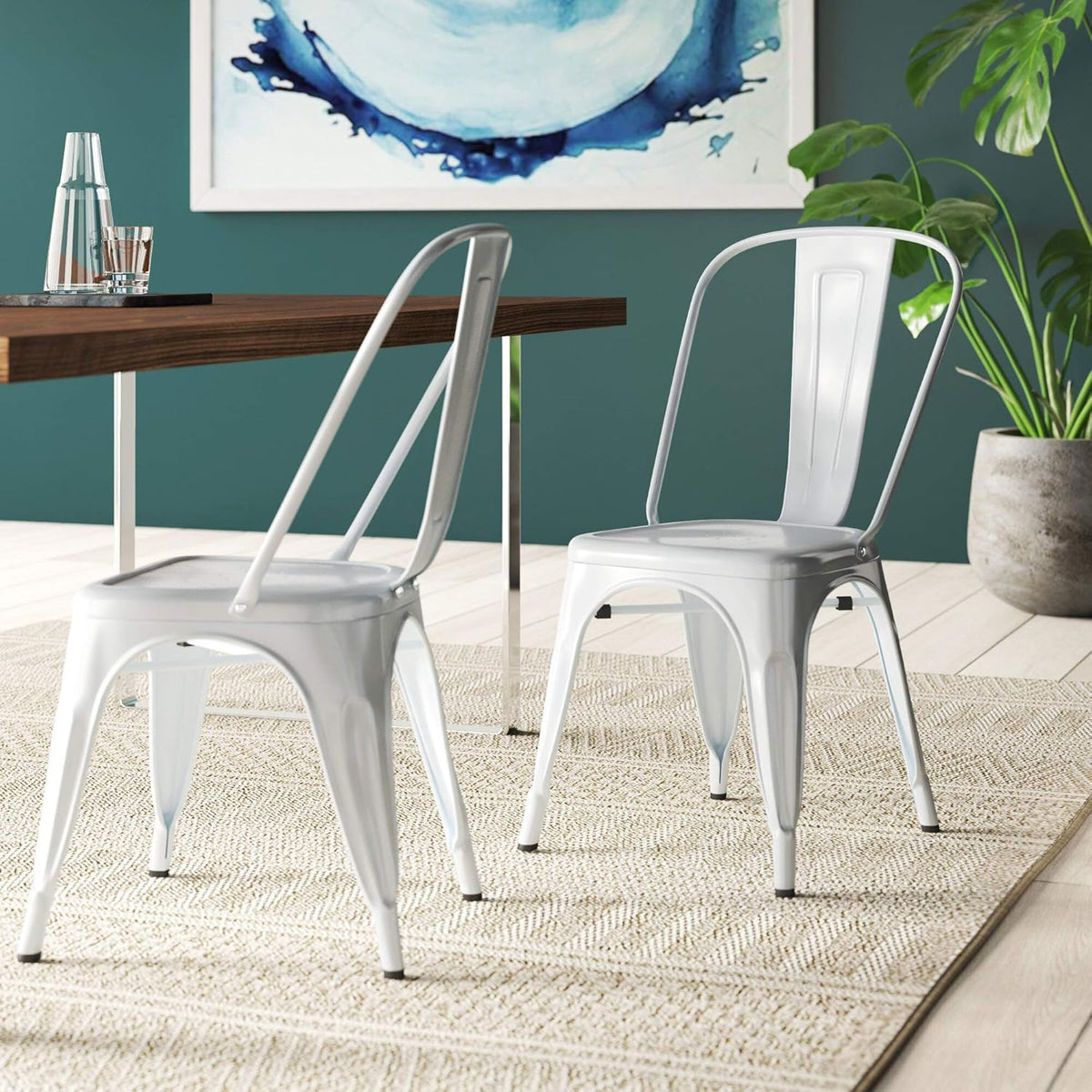 Stackable Metal Dining Chairs Set of 4 Red D213391