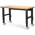 Adjustable Height Bamboo Top Workbench with Caster I272782