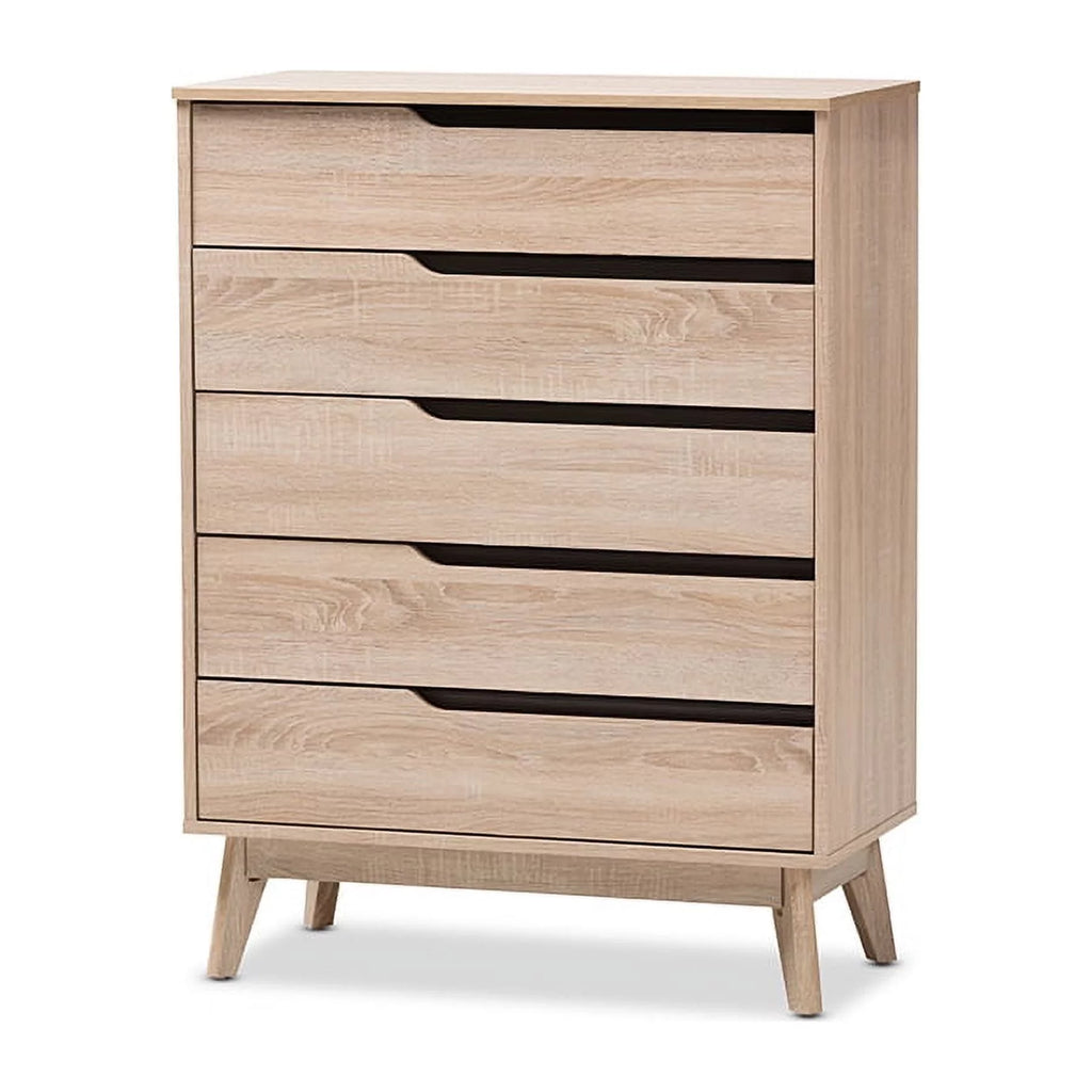 Oak and Grey Wood 5-Drawer Chest I6646