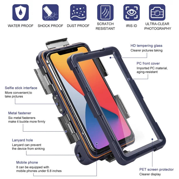 Waterproof Protective Case for Phones Up to 6.9 Inch with Lanyard N215