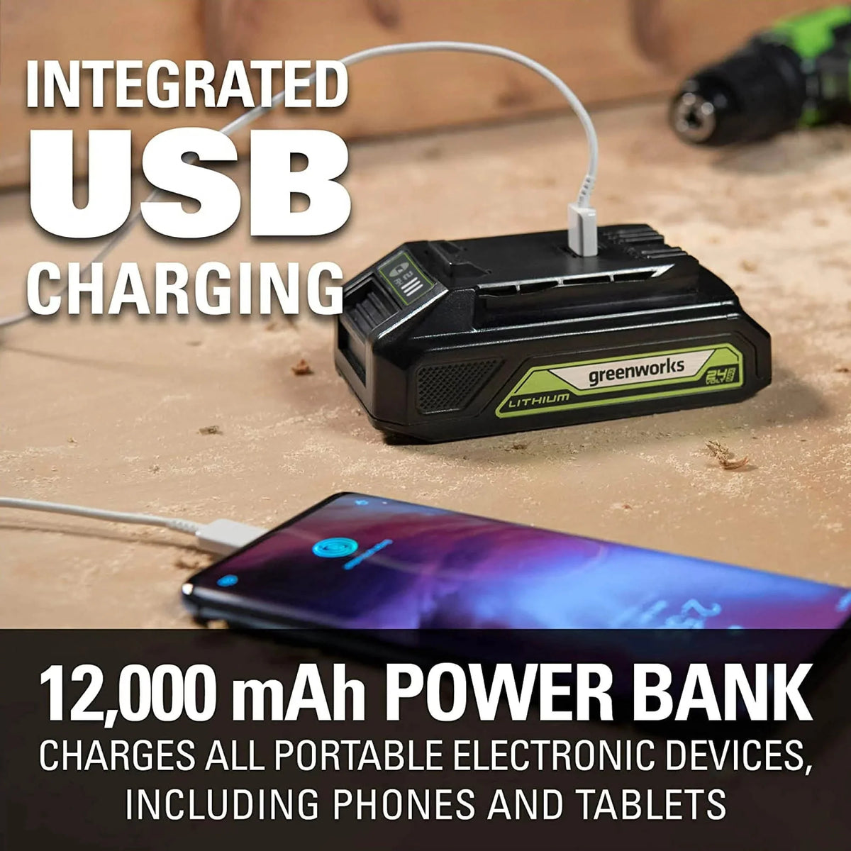 24V Cordless Axial Blower with 2Ah USB Battery & Charger S987