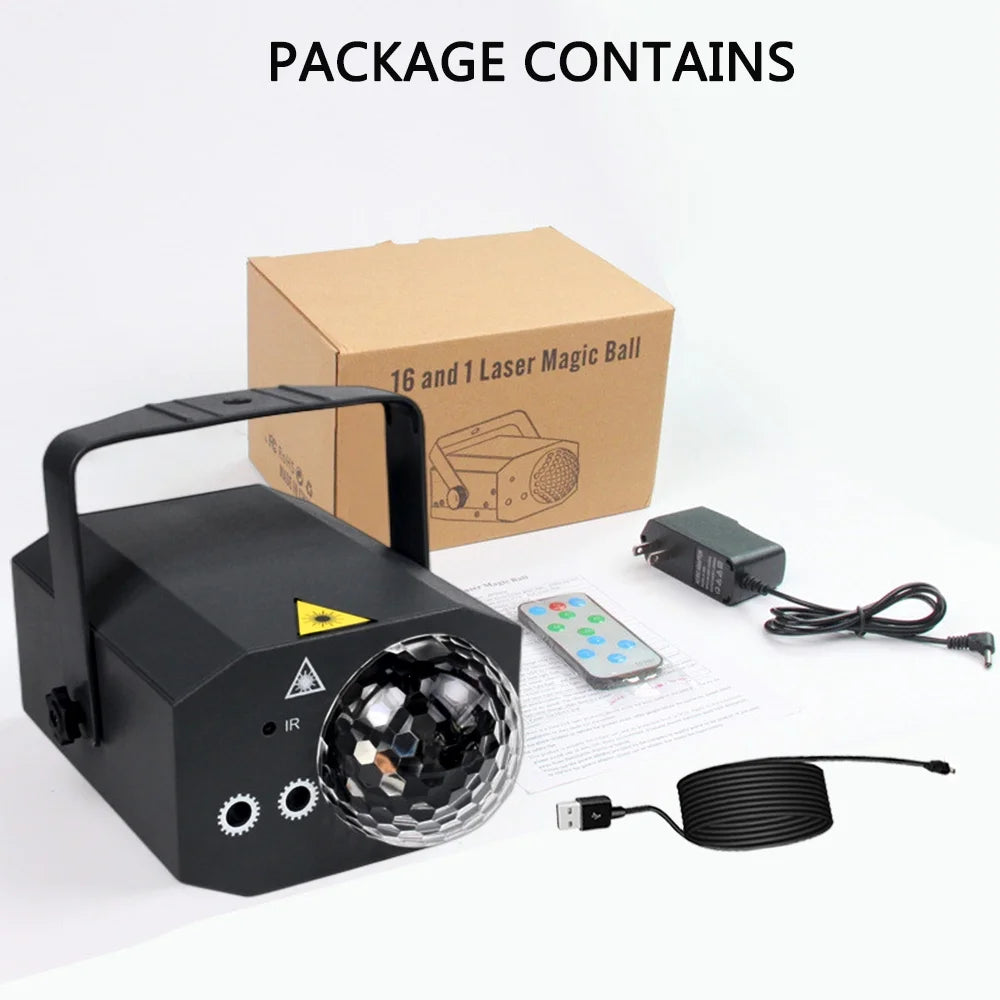 Sound Activated Black ABS Disco Ball Party Lights G501