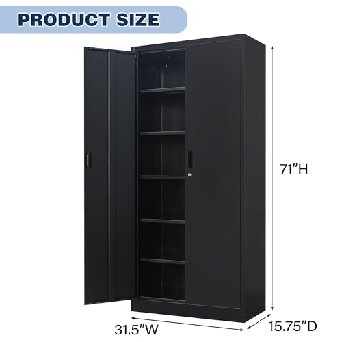 Metal Locking Cabinet with 2 Doors and 2 Adjustable Shelves W109554