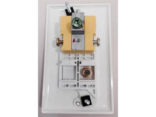 White Single Gang Wall Plate with Coax Cable TV F-Type A4907
