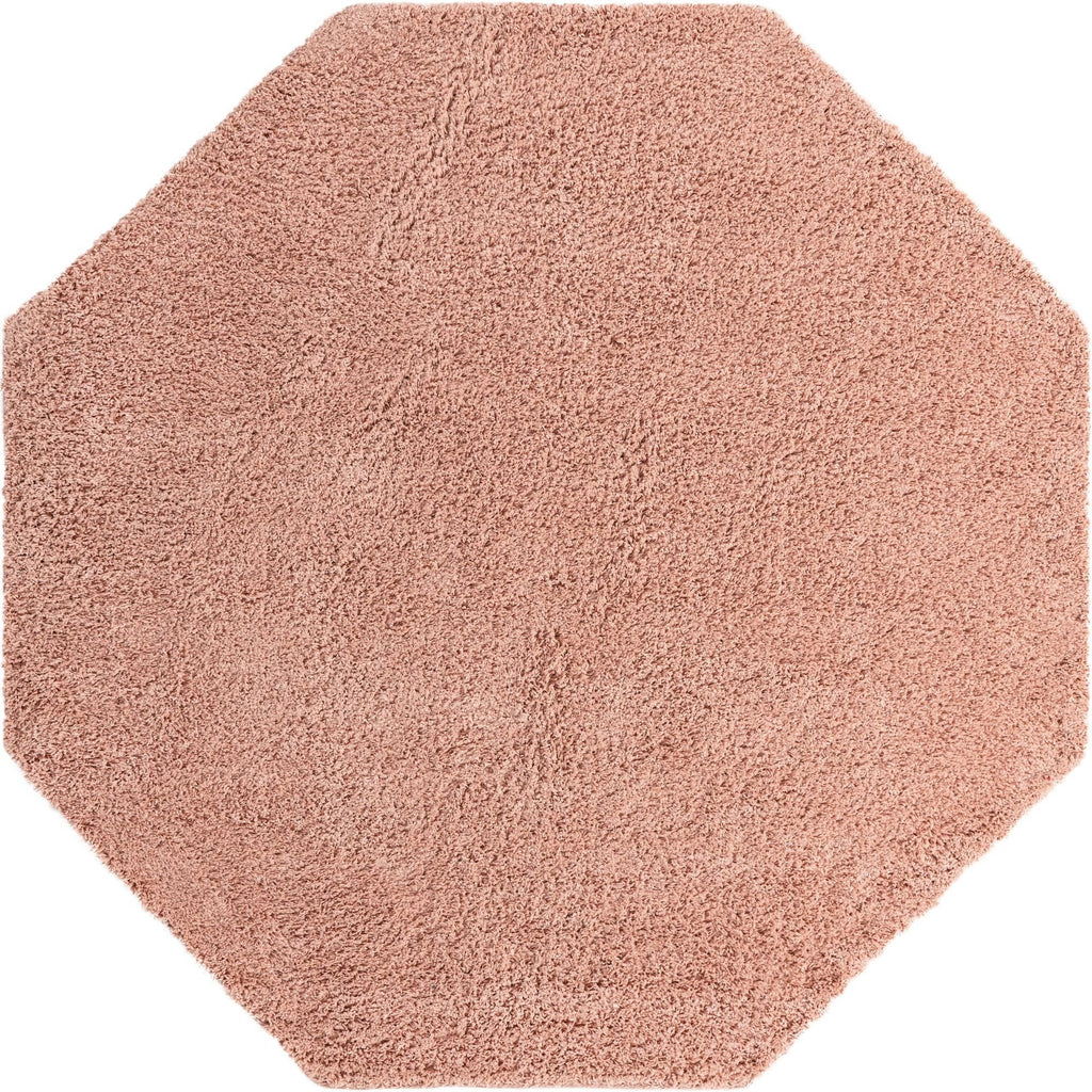 Rose Pink Solid Octagon Shag Area Rug V181