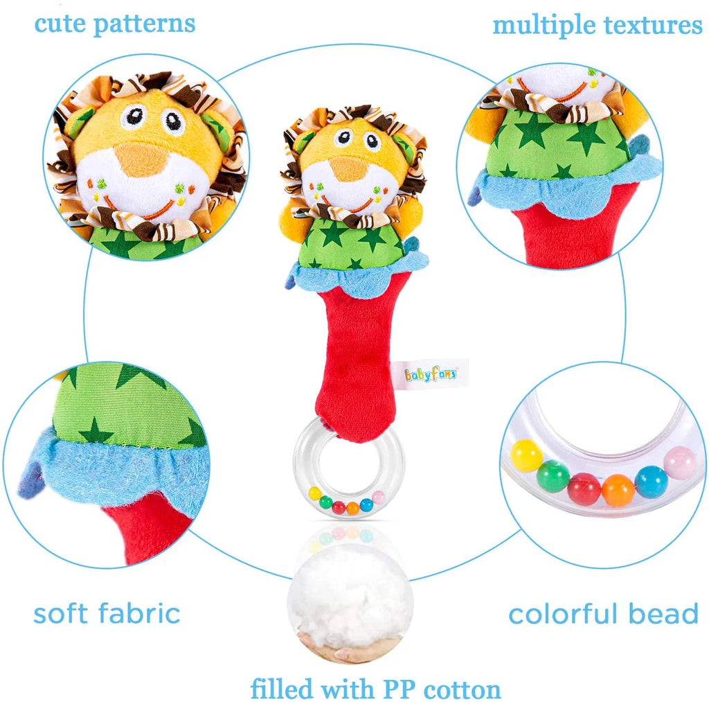 6 Pcs Baby Wrist Rattle & Foot Finder Socks Sensory Toys Soft Plush Animal Doll Newborn Gift E3177