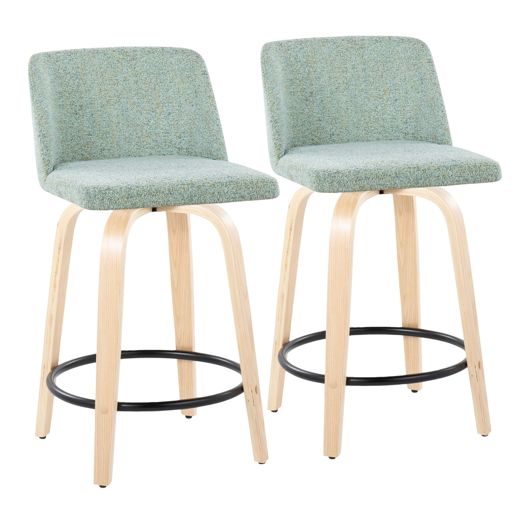 24" Counter Stool with Natural Wood Base, Set of 2 C913164