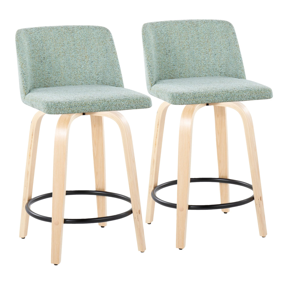 24" Counter Stool with Natural Wood Base, Set of 2 C913164