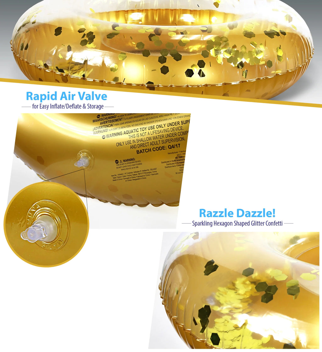 Silver, Gold Confetti 36 Inch Vinyl Pool Floats (2 Items) O910