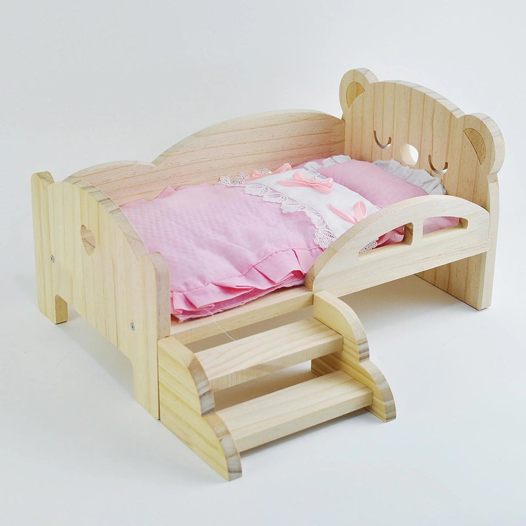 Miniature Wooden Doll Bed with Stairs W673