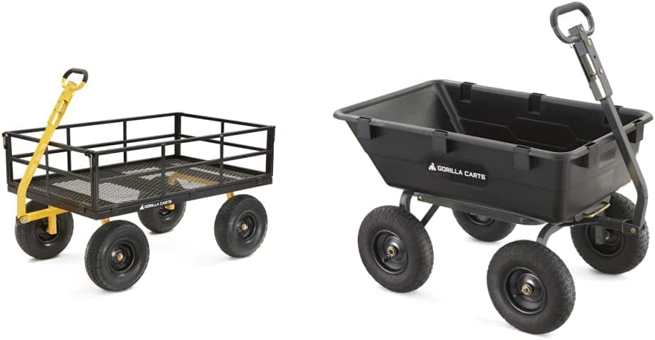 Heavy-Duty Steel Utility Cart with Removable Sides and 15" Tires, 1400-lbs. Capacity, Black Y791