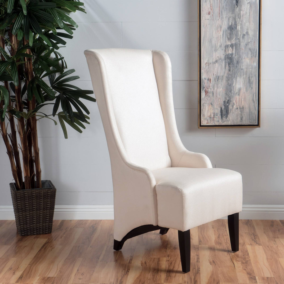 Beige High-Back Fabric Dining Chair C5028