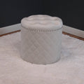 Round Velvet Ottoman White L28141