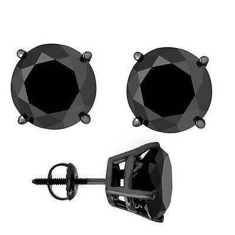 4ct 14k Black Gold Round Black Diamond Screw Back Studs Earrings M313611