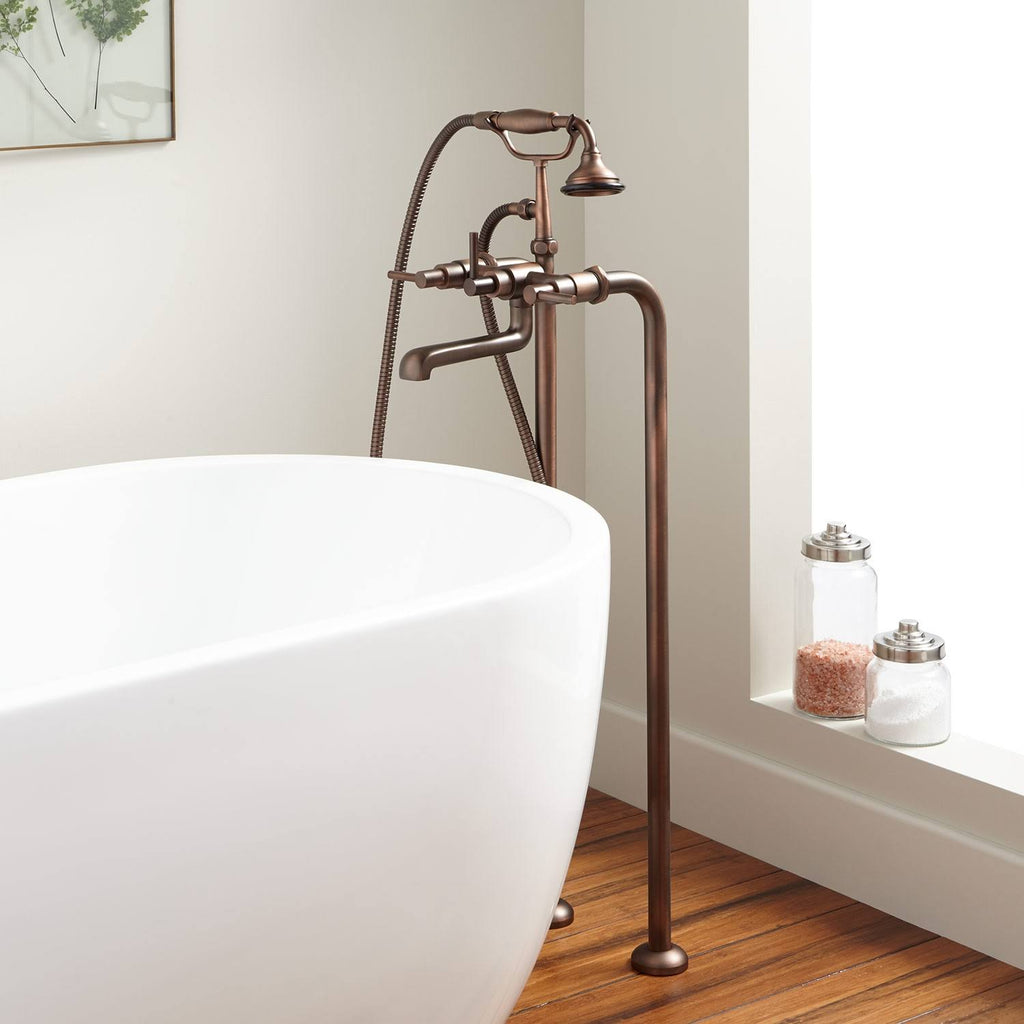31-1/2x22 Freestanding Tub Faucet with Telephone Hand Shower in Oil Rubbed Bronze L56533