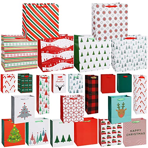 24 Packs Assorted Size Art Paper Gift Bags with Handles P83529