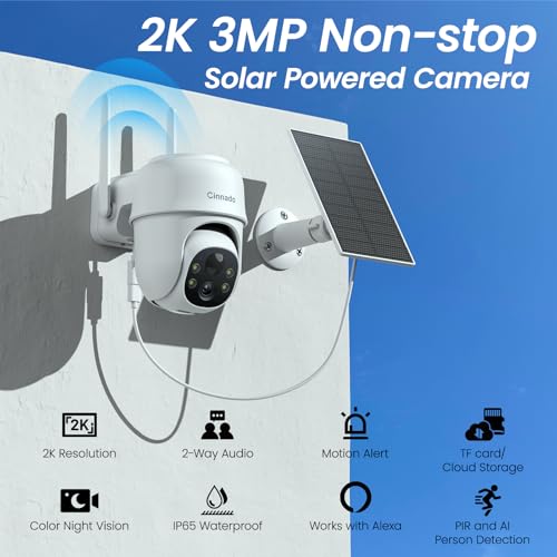 2 Pack Solar Battery Powered 2K Wireless Outdoor Security Camera G5089