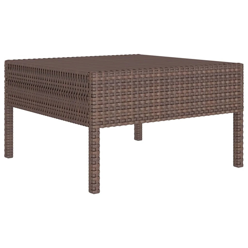 9 Piece Garden Conversation Set with Cushion and Footrest Brown Poly Rattan Sectional Outdoor Furniture Set D52800