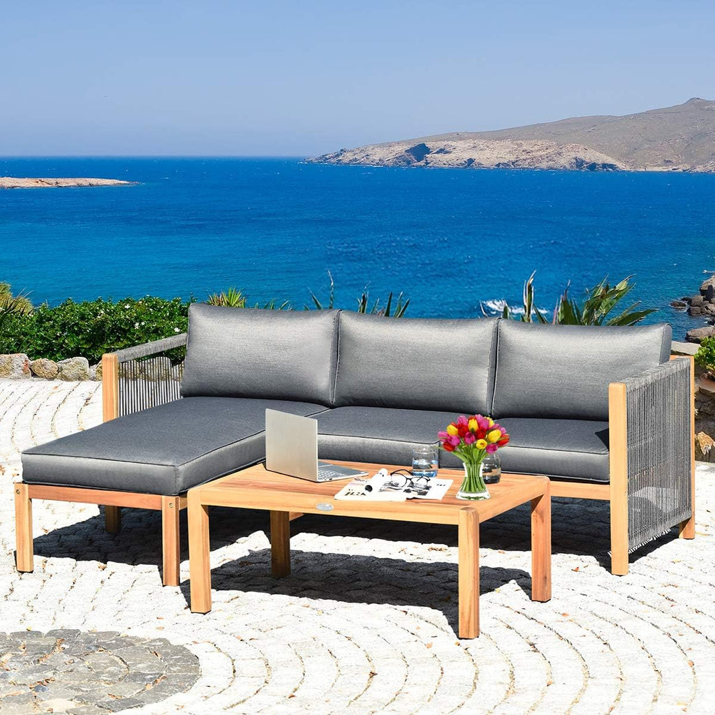 3 Piece Acacia Wood Patio Conversation Set R53847