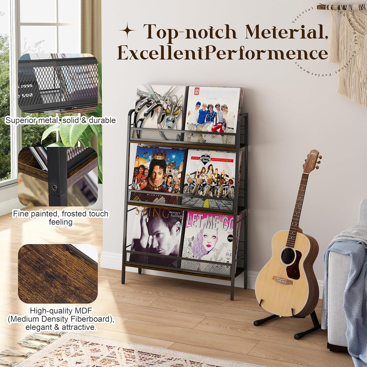 3 Tiers Solid Metal LP Record Storage Rack R208
