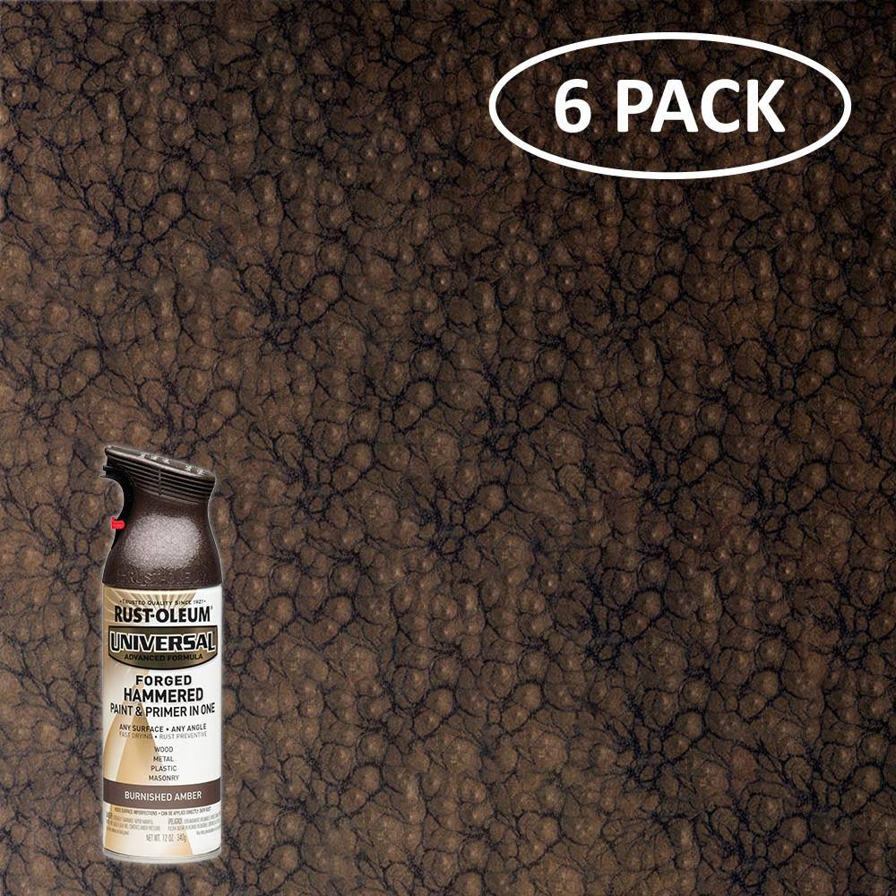 6pk 12oz Hammered Spray Paint Dark Brown L670