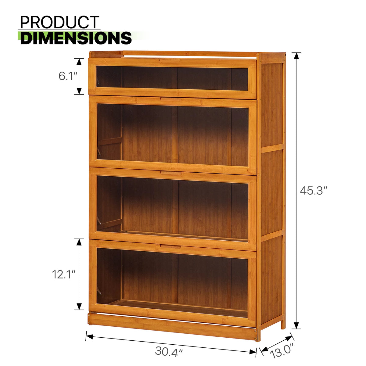 Bamboo 4 Tiers Bookcase with Acrylic Doors G289331