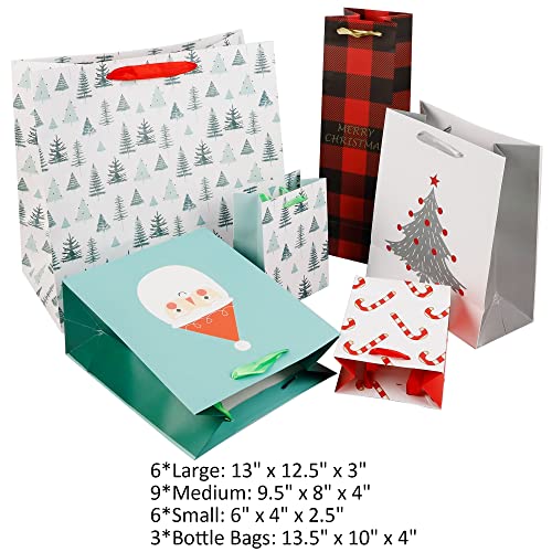 24 Packs Assorted Size Art Paper Gift Bags with Handles P83529