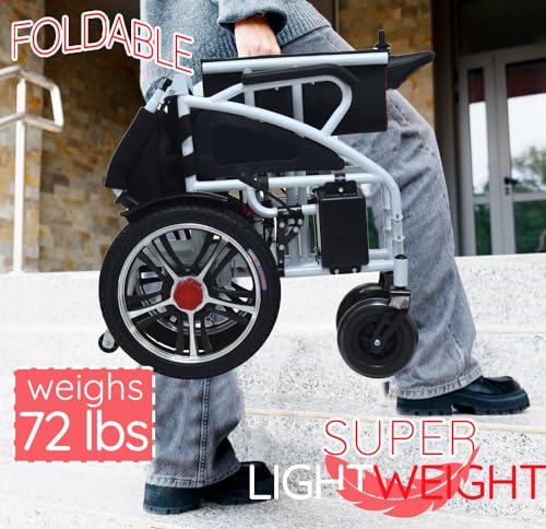 Foldable Power Wheelchair with Dual Motor (Red) B2352