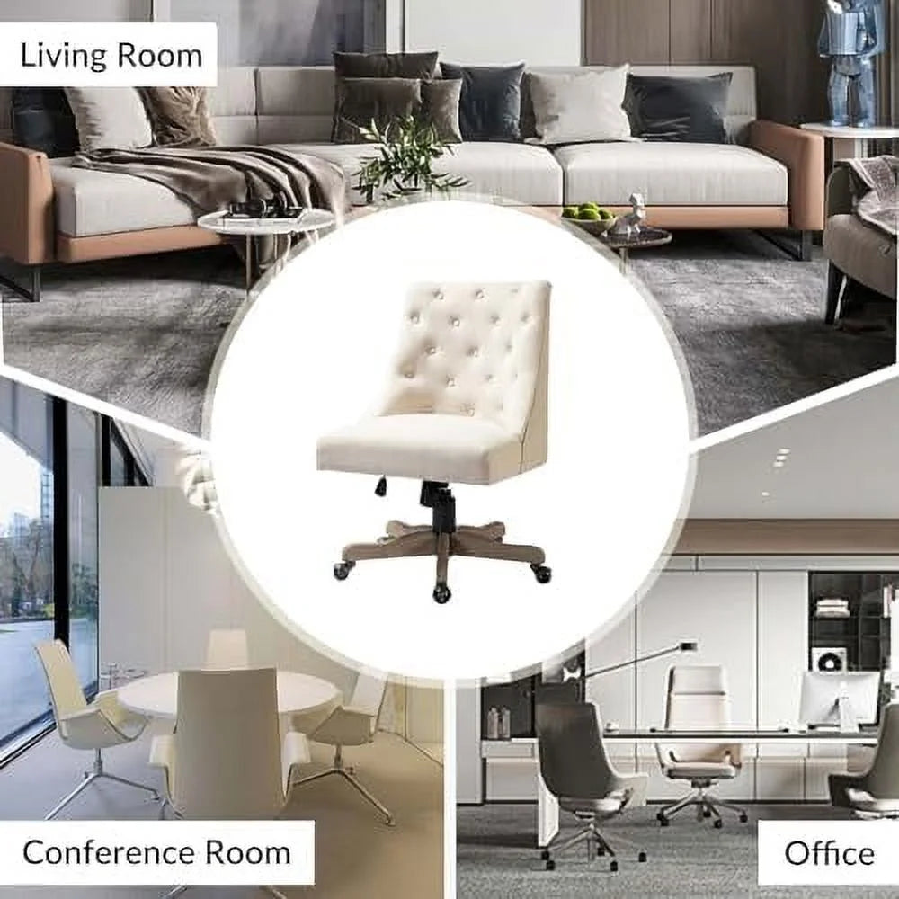 Beige Tufted Upholstered Armless Office Chair G829