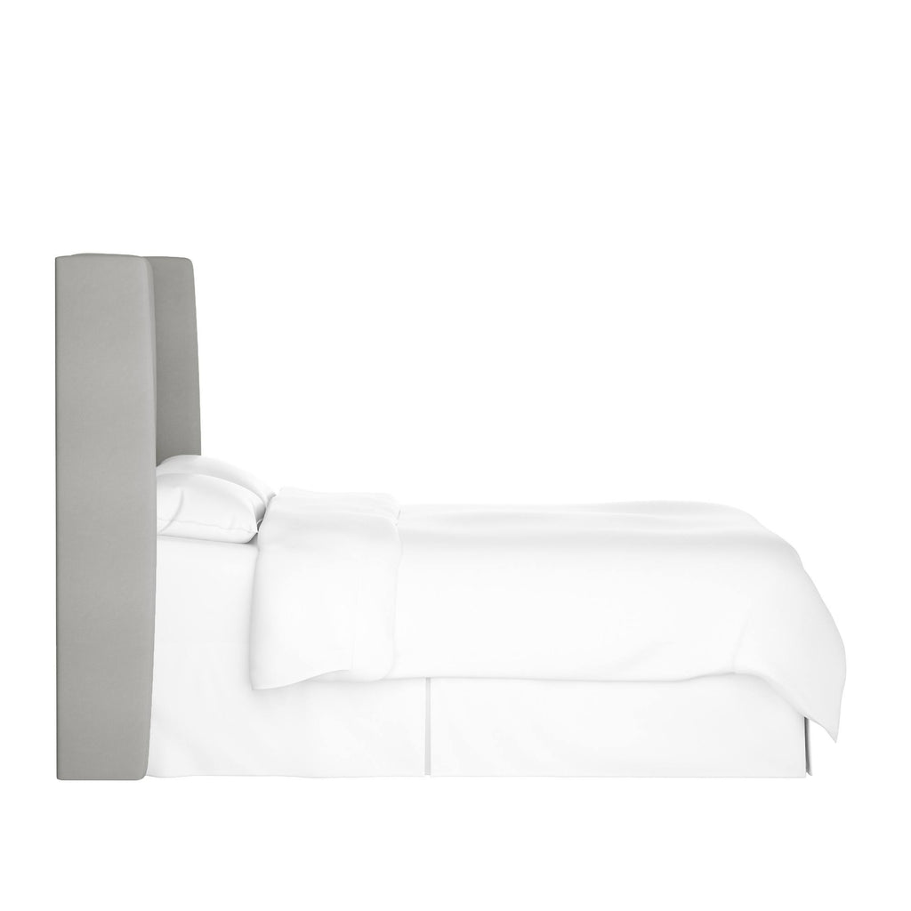 California King Wingback Headboard Medium Gray Velvet T1812