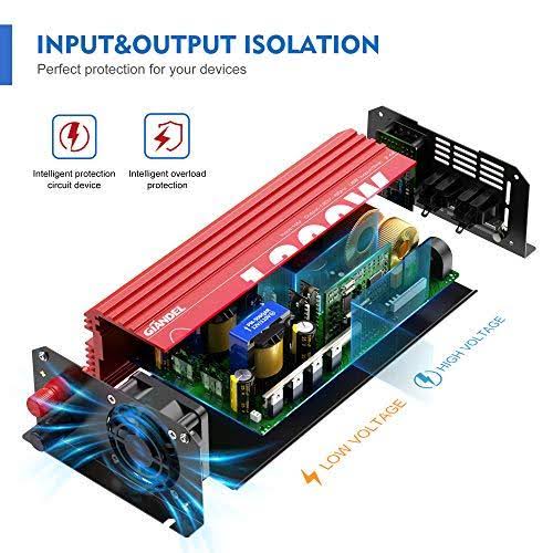 1200W Pure Sine Wave Power Inverter DC 12V to AC 120V with Remote Control USB Port LED Display N10625