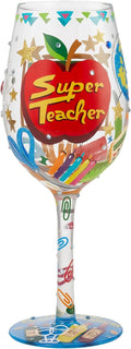 Hand-Painted Artisan Wine Glass 15 Ounce Multicolor E191