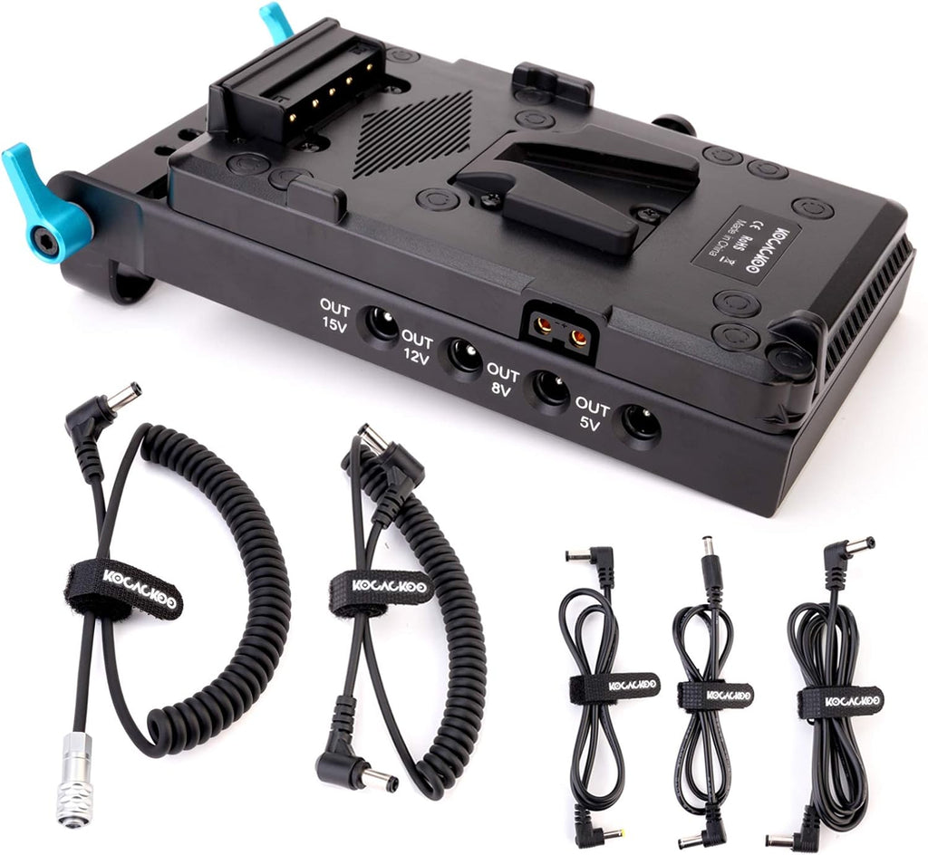 V-Mount Lock Battery Plate Power Supply Splitter Adapter with 15mm Rod Clamp X33469