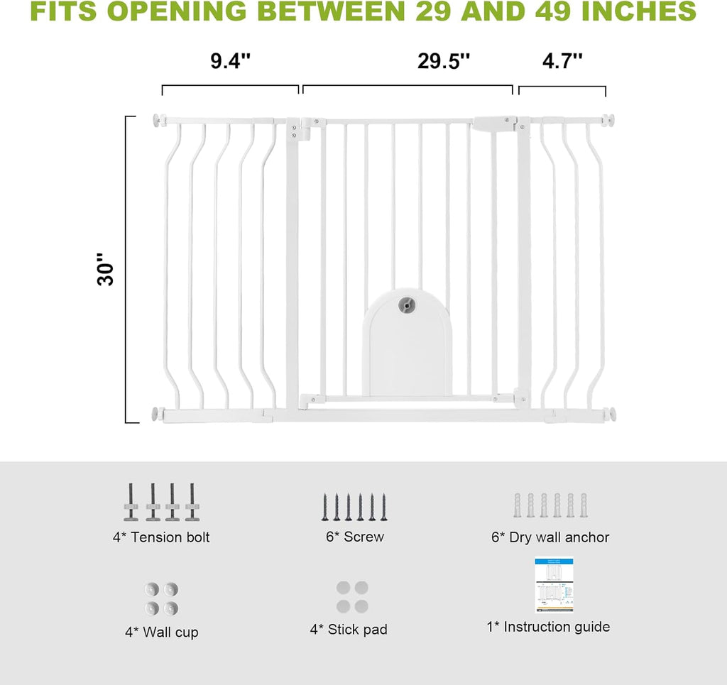 Auto Close 29.5"-48.4" Safety Metal Pet Gate with Pet Door G423866