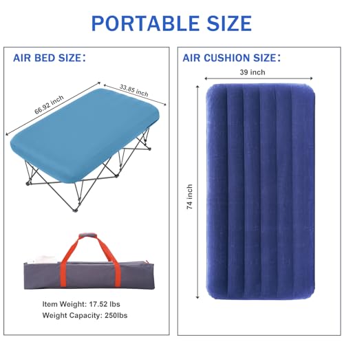 Folding Camping Cot with Inflatable Air Mattress and Carry Bag K8574
