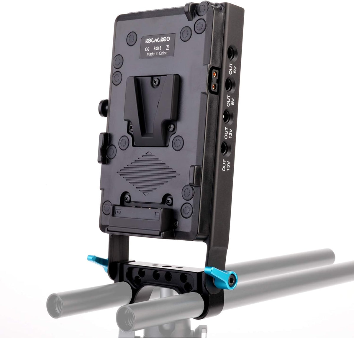 V-Mount Lock Battery Plate Power Supply Splitter Adapter with 15mm Rod Clamp X33469