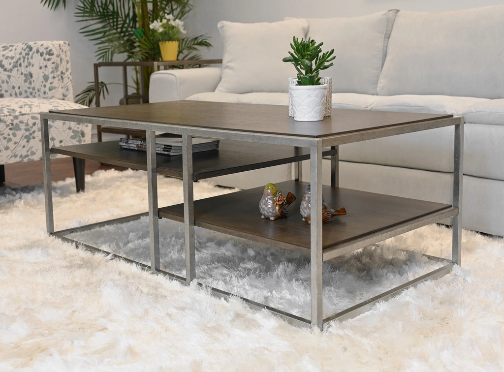 Wood Metal Coffee Table with Shelf H193
