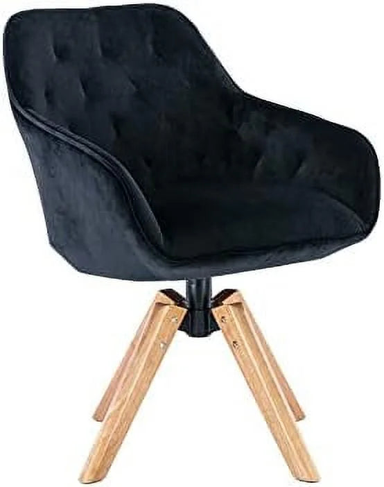 Velvet Swivel Barrel Accent Chair with Wood Legs D906