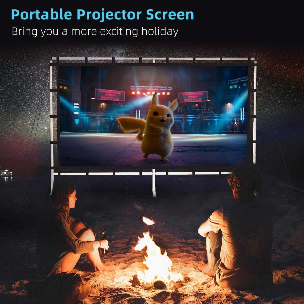 Outdoor Projector Screen with Stand, 120 Inch (16:9), Portable with Full-Set Bag O380