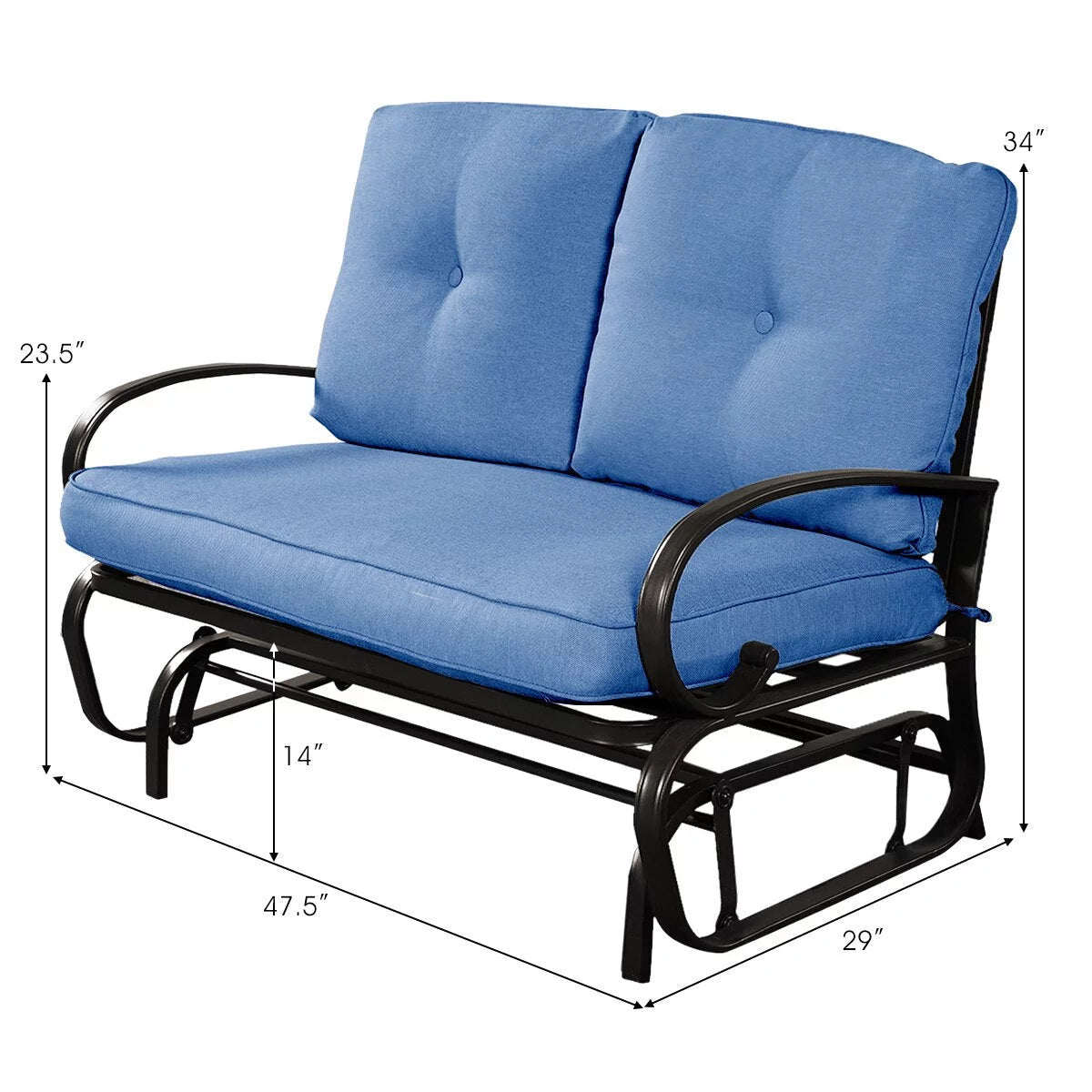 Blue Outdoor Patio Rocking Bench Loveseat R750