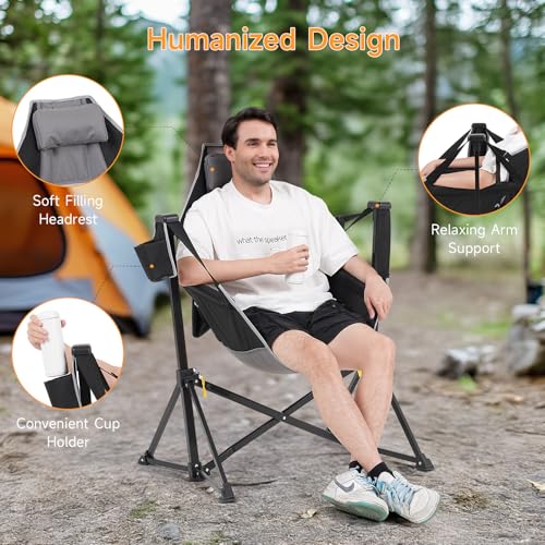 Black Oversized Hammock Camping Chair with Cup Holder E588