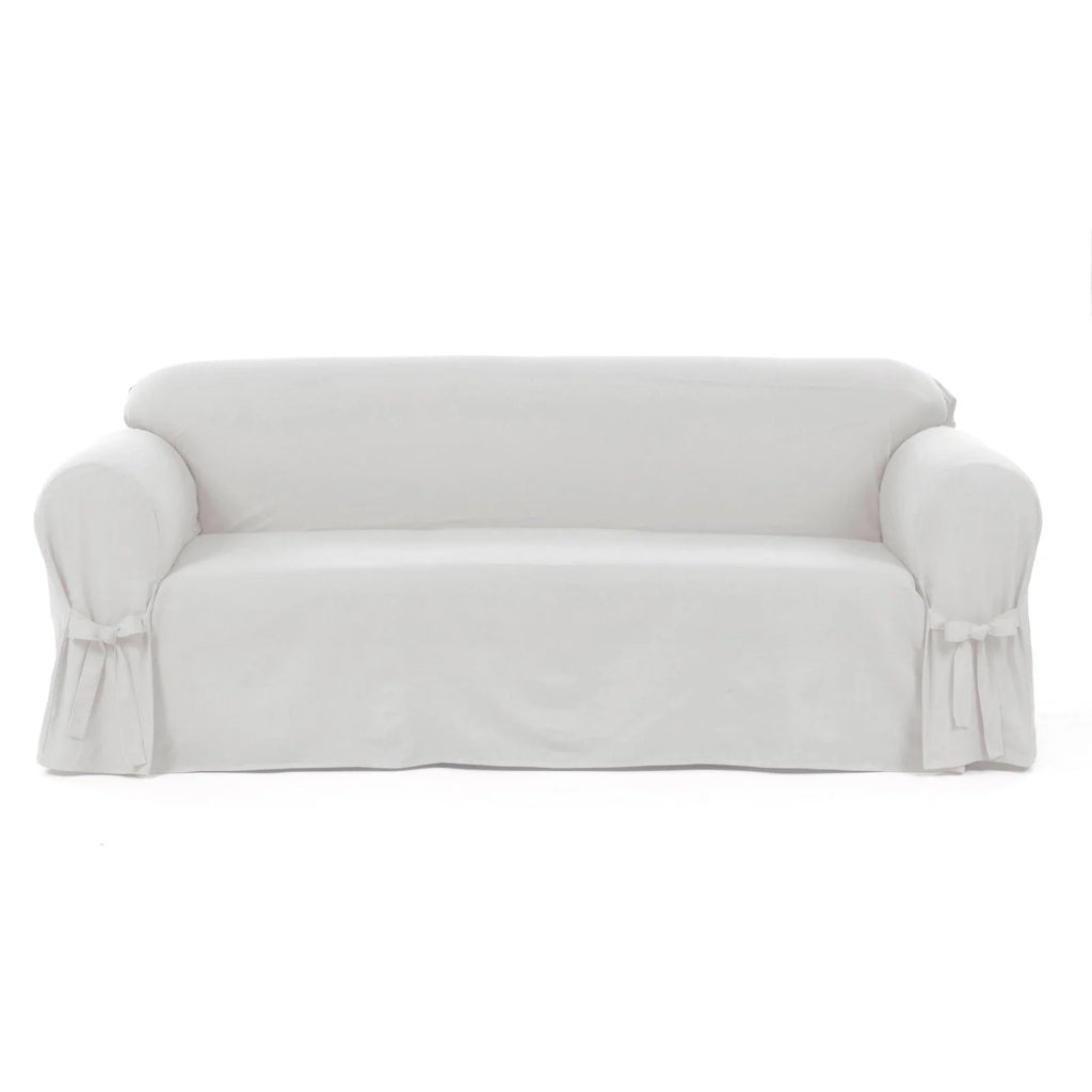 1-Piece Cotton Sofa Slipcover With Bowties T925