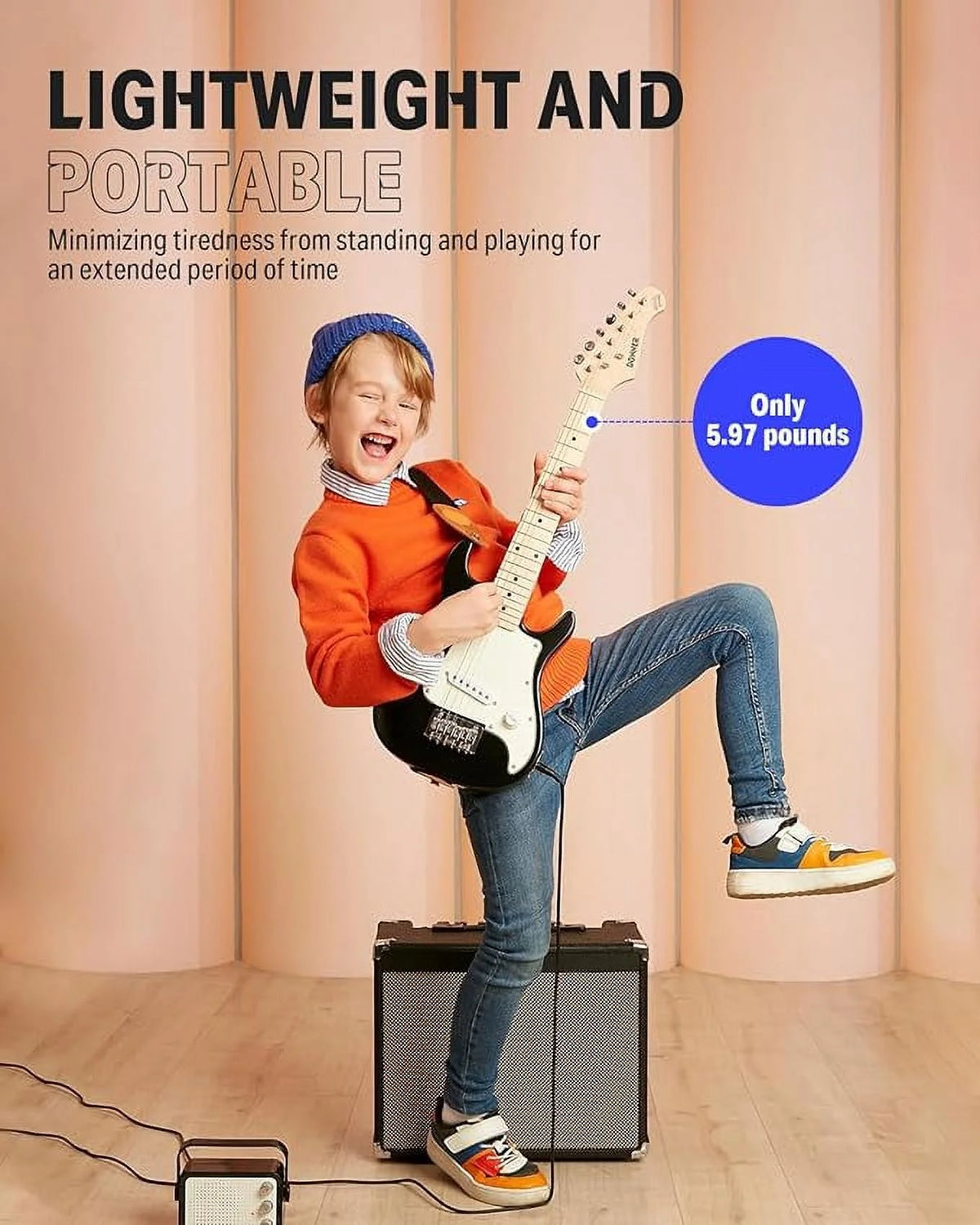 Black 30 Inch Kids Electric Guitar Kit with Amp B727778
