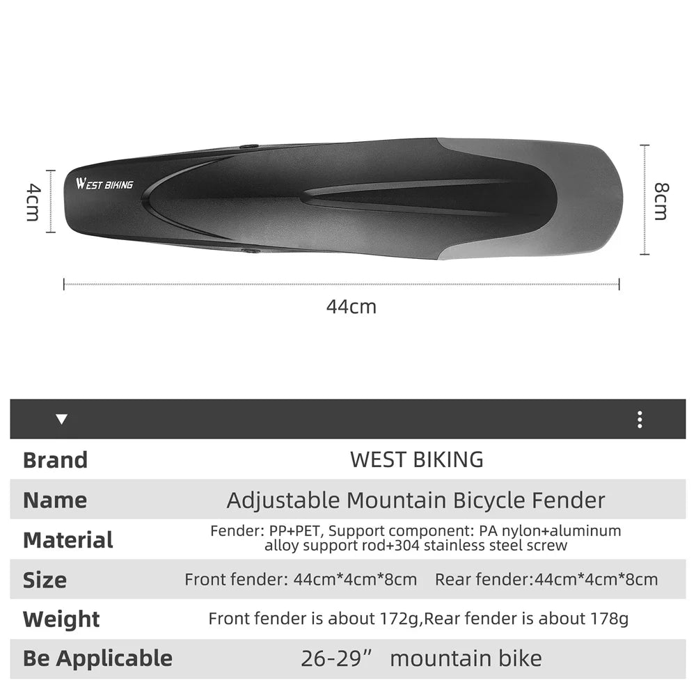 Quick Release Mudguard, 26 29in Wide H907