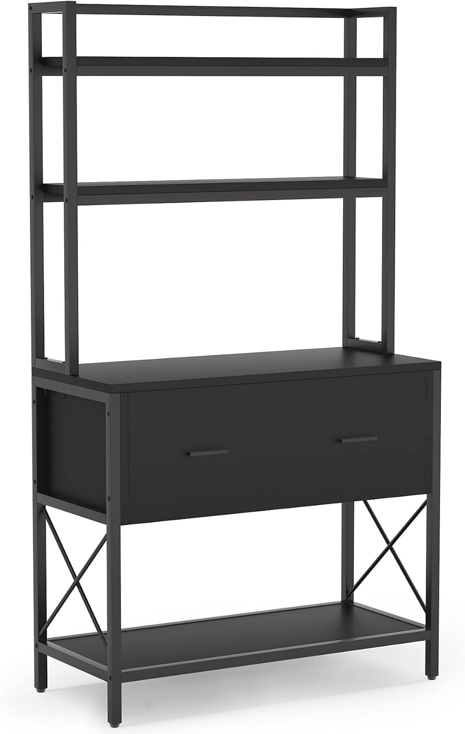 Black Tall Bookcase with File Cabinet T48950